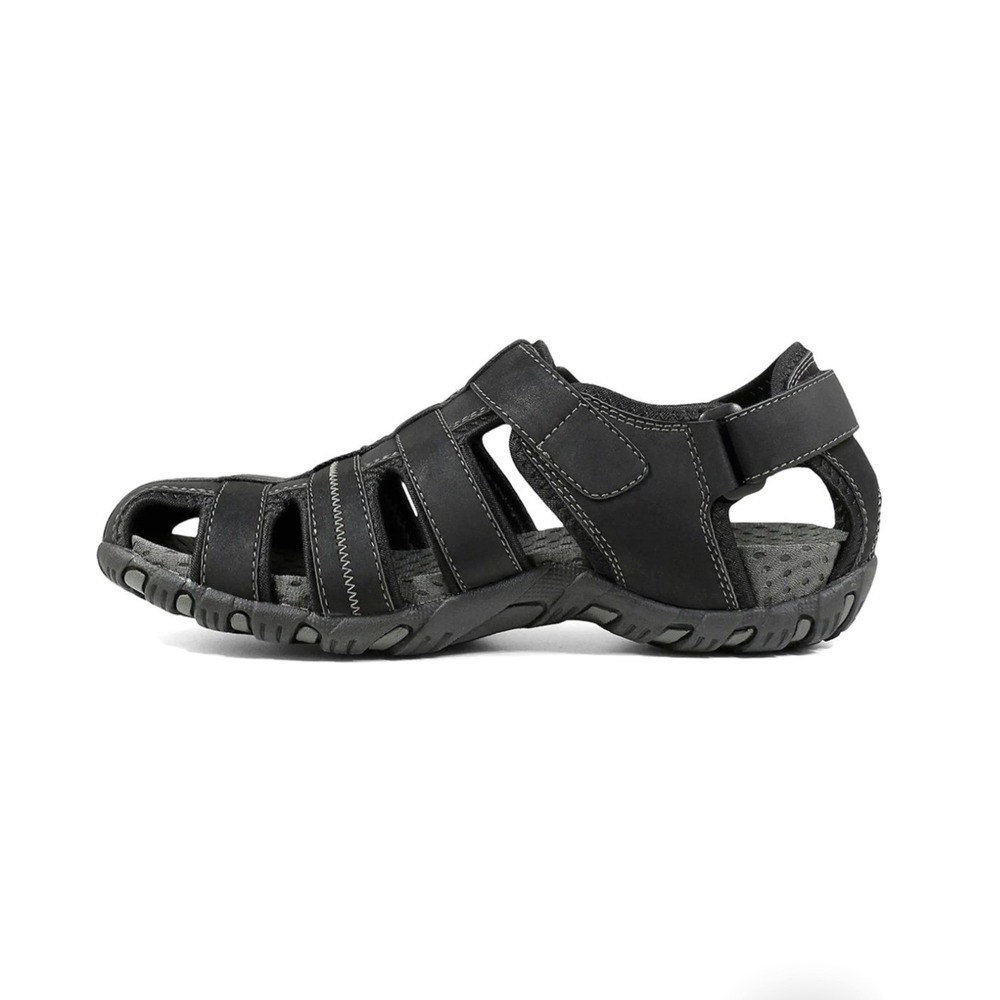 Nunn Bush Mens Black Fisherman Sandals Hook and‎ Loop Comfort Size 10 - Picture 8 of 10
